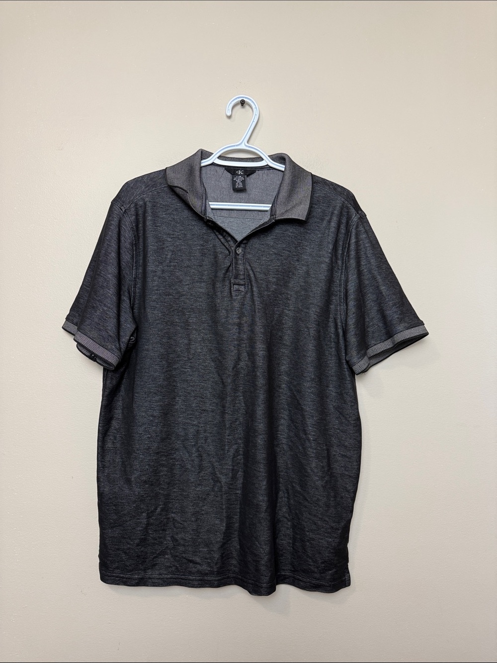 Calvin Klein Charcoal Polo with Contrast Collar size L